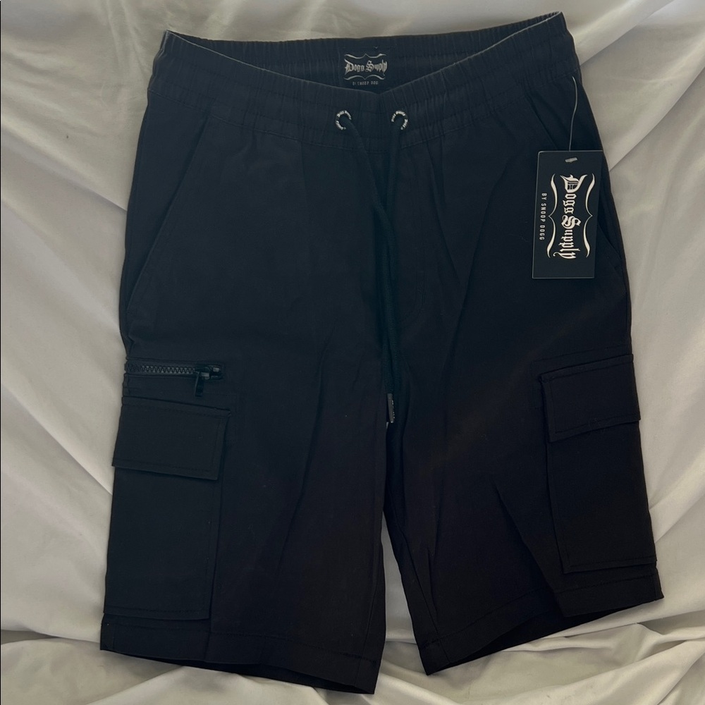 Men's Black Cargo Shorts with Drawstring